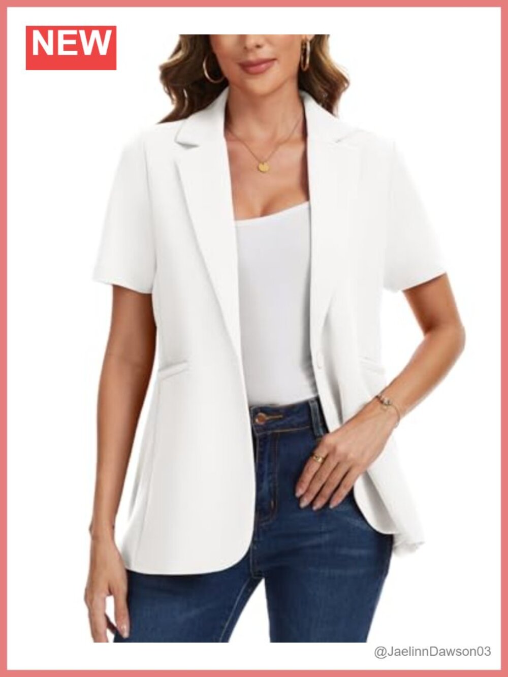 Short Sleeve Blazer Business Casual Work Suit Jacket Women's